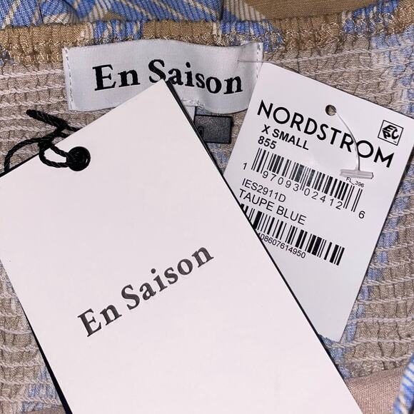 Cream and Blue Plaid Midi Dress - Picture 5 of 5